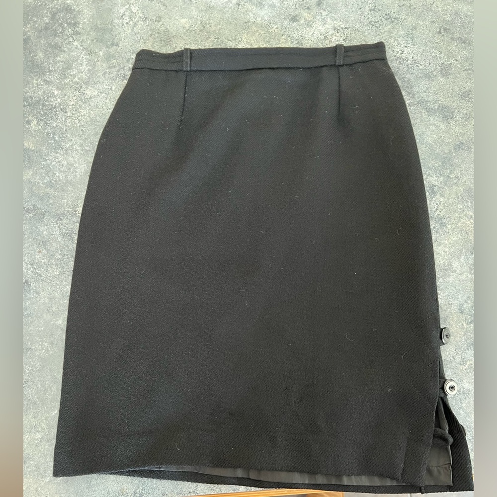 Vintage Gerard Pasquier Paris Couture Skirt 40 Women’s Black Wool Worsted Yarn